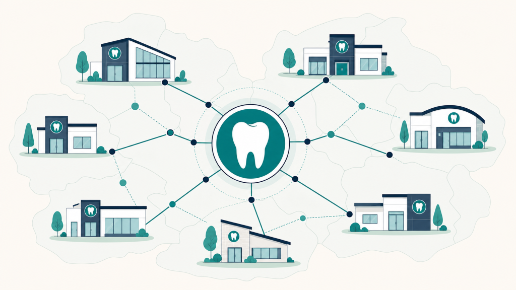 Dental support organization multi-location network